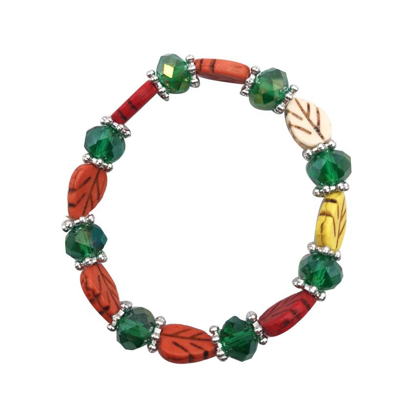 Wholesale Colorful Leaf Shape Turquoise Green Rhombus Natural Crystal Glass Bracelet